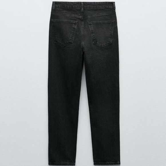New Zara Women's COMFORT MOM-FIT TRF JEANS HIGH RISE - ANKLE LENGTH Black - Picture 10 of 10